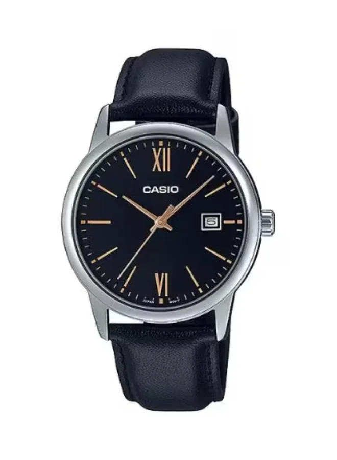 CASIO Men's Leather Analog Watch MTP-V002L-1BUDF - 37 mm