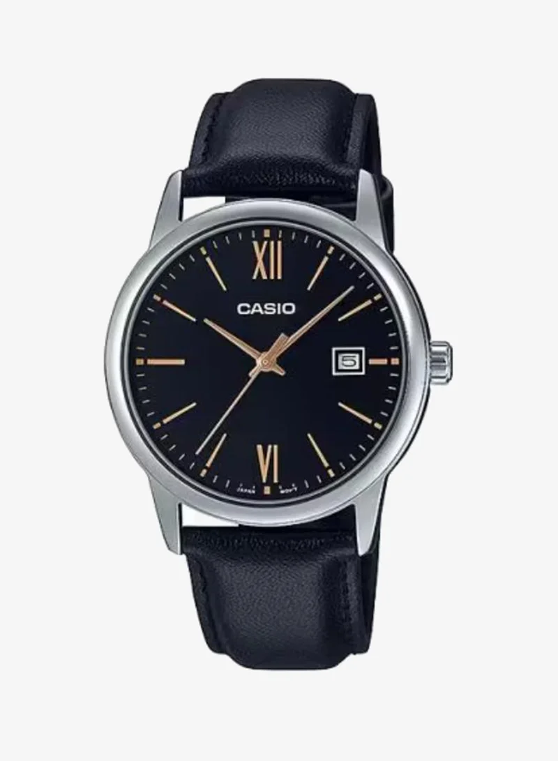 كاسيو Men's Leather Analog Watch MTP-V002L-1BUDF - 37 mm