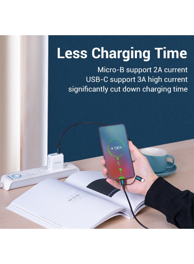 VENTION USB 2.0 A Male to 2-in-1 Micro-B&USB-C Male Cable 0.25M Black PVC Type Model # CQDBC - Image 4