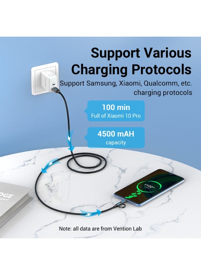 VENTION USB 2.0 A Male to 2-in-1 Micro-B&USB-C Male Cable 0.25M Black PVC Type Model # CQDBC - Image 5