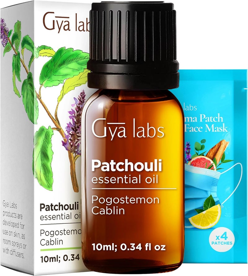 gya labs زيت باتشولي الأساسي من جيا لابز - 0.34 فل أوقية - للشعر، البشرة، الناشر، العلاج العطري وصناعة الشموع المنزلية - Image 1