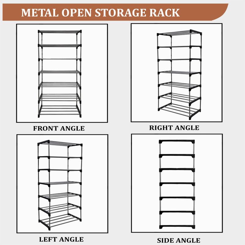 PHILOSHOP 7 Layer Wardrobe Black Metal Pipe & Plastic Connector Space-Saver Collapsible Wardrobe Maximize Your Space with Style - Image 5