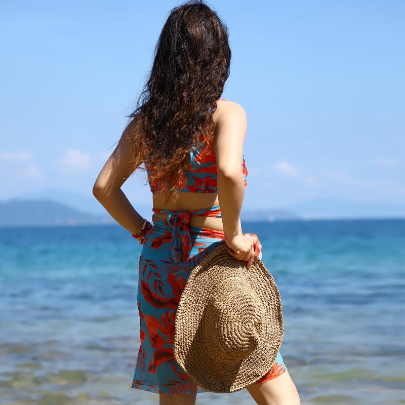 Oweisong Sun Hats for Women Wide Brim Floppy Beach Hats Packable Boho Crochet Straw Hat for Summer Vacation Travel Khaki - Image 5