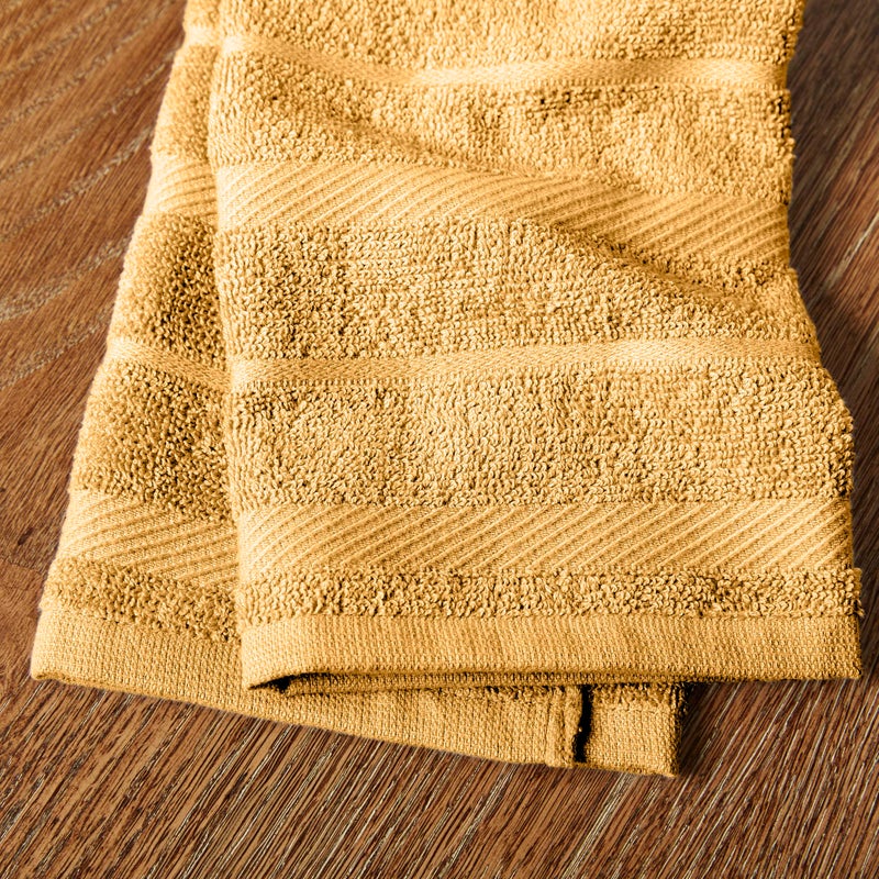 KitchenAid Albany Kitchen Towel 4-Pack Set  Orange Sorbet Yellow/White  16""x26"" - Image 4