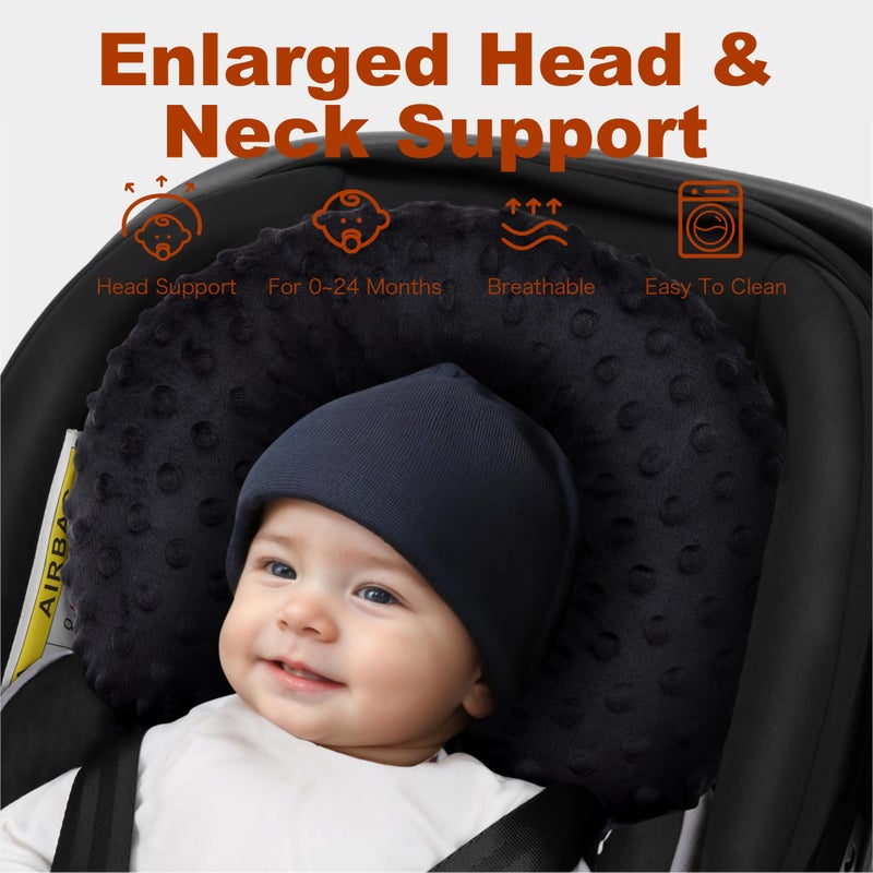 Pro Goleem Infant Car Seat Insert, Baby Head Neck Body Support, Soft Minky Newborn Car Seat Insert, 2-in-1 Reversible, Boys and Girls, Black - Image 3