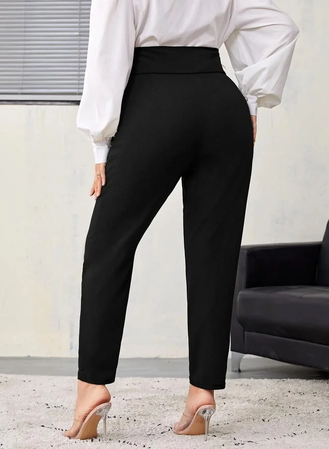 Take Two Plus Size Tapered Pants with Button Detail