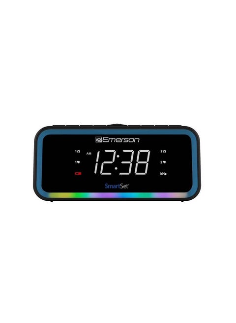 Cks1401 Smartset Am/Fm Dual Alarm Clock Radio With 0.9” White Led Display With 4-Level Dimmer Control, Usb-C Charging, And 2-Level Multi-Color Led Decor