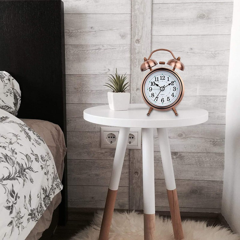 Shoping now Twin Bell Copper Table Alarm Clock with Night LED Light for Student for Kids Bedroom Analog Display Heavy Slippers Extra Loud Alarm Clock Ideal for Kids Bedroom - Image 4