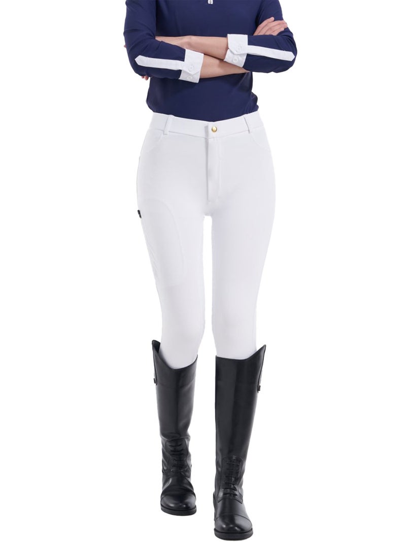 Generic Men Women Equestrian Riding Silicone Pants Quick Dry H-0870 white
