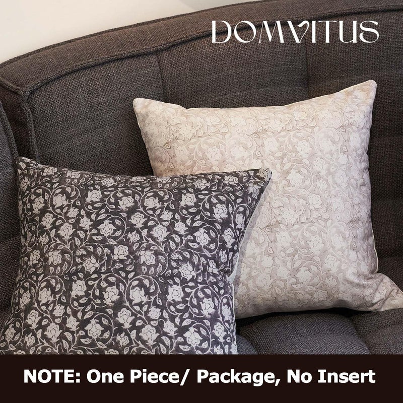 DOMVITUS Floral Pillow Covers, 24x24 Throw Pillows for Couch, Floral Print Pillow Cover, Decorative Neutral Accent Throw Pillow, 1PC, Neutral - Image 3