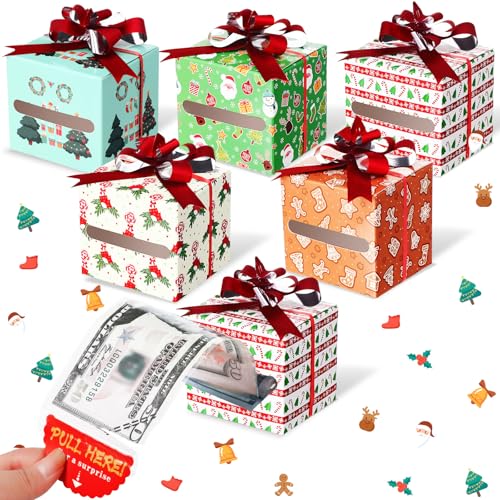 Cholemy 12pcs Christmas Money Box for Cash Pop up Christmas Money Holders for Cash Gift DIY Surprise Merry Pull Box Kit with Seal Bags for Xmas Holiday BirthdayClassic Style - Image 1