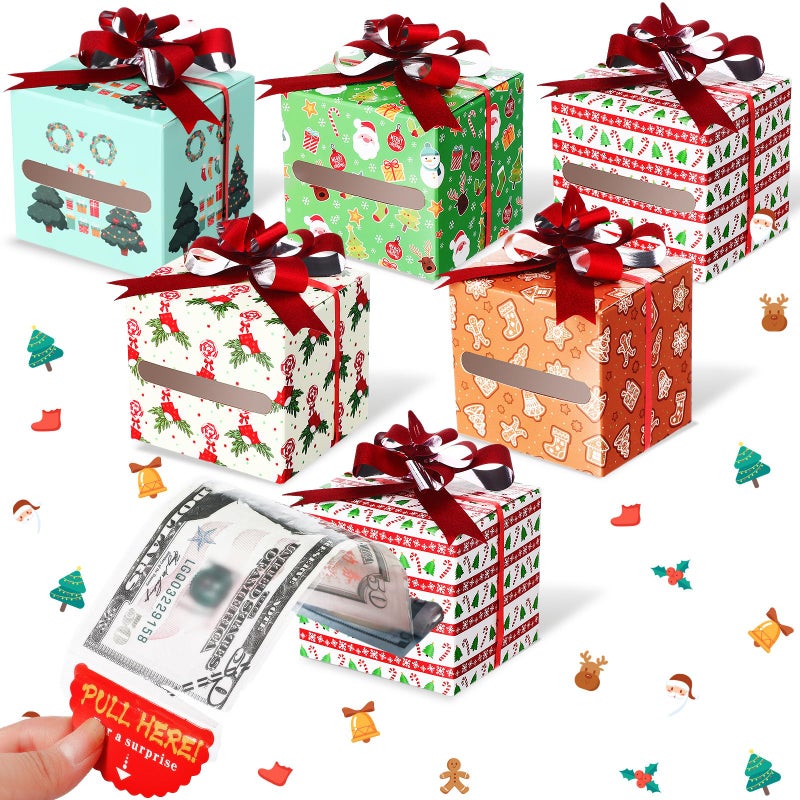 Cholemy 12pcs Christmas Money Box for Cash Pop up Christmas Money Holders for Cash Gift DIY Surprise Merry Pull Box Kit with Seal Bags for Xmas Holiday BirthdayClassic Style - Image 2