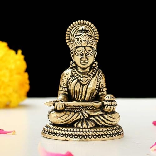 INDICAST Brass 2" Goddess Arnnapurna MATA | Arnnapurna Devi Idol Figurine Perfect for Worship and Blessings Gifting Purpose Sculpture (Weight- 40gm) - Image 1
