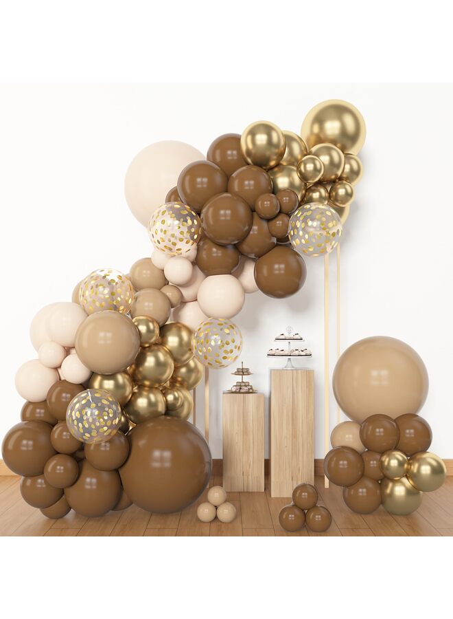 يُسلِّم بالونات بنية اللون، 153 قطعة بأحجام مختلفة، عبوة من 18 قطعة، 12 و10 و5 بوصات، طقم قوس بالونات لاتكس لحفلات الزفاف وحفلات التخرج وأعياد الميلاد - Image 3