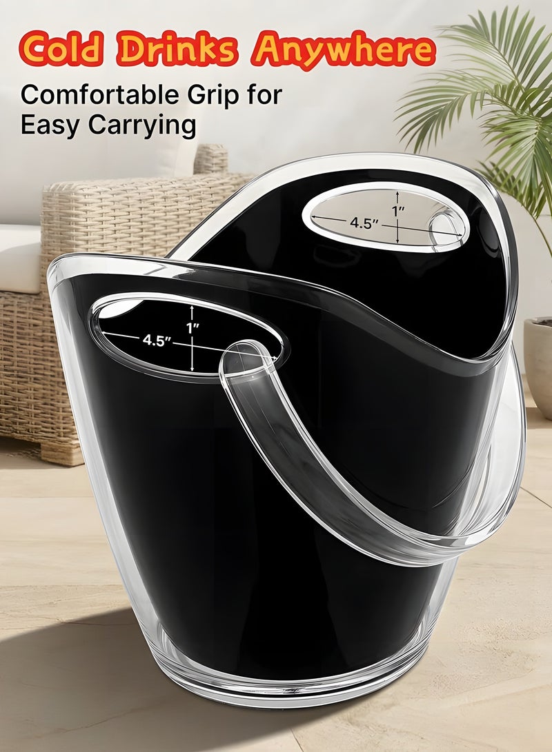 Beauenty Ice Bucket ,8L Ice Bucket Chiller for Parties, Acrylic Cooler Bucket for Champagne Wine Drinks Beer,Beverage Tub,Ice Tub,Bar Supplies（Black） - Image 5