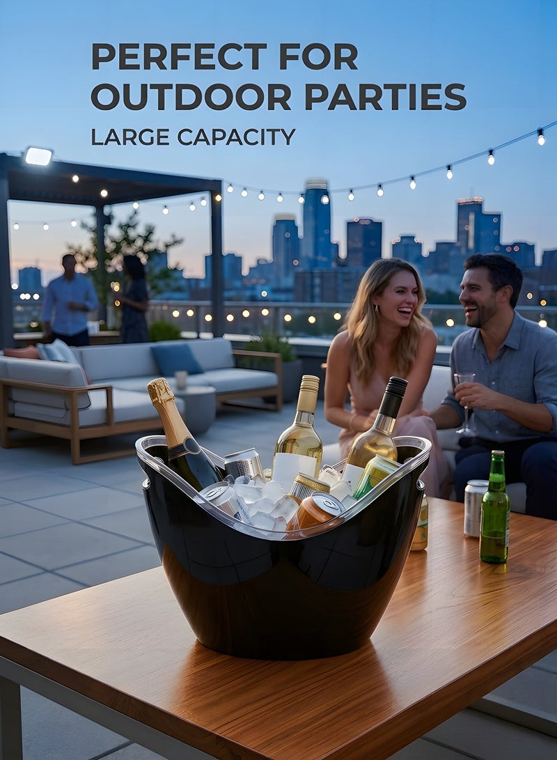 Beauenty Ice Bucket ,8L Ice Bucket Chiller for Parties, Acrylic Cooler Bucket for Champagne Wine Drinks Beer,Beverage Tub,Ice Tub,Bar Supplies（Black） - Image 3