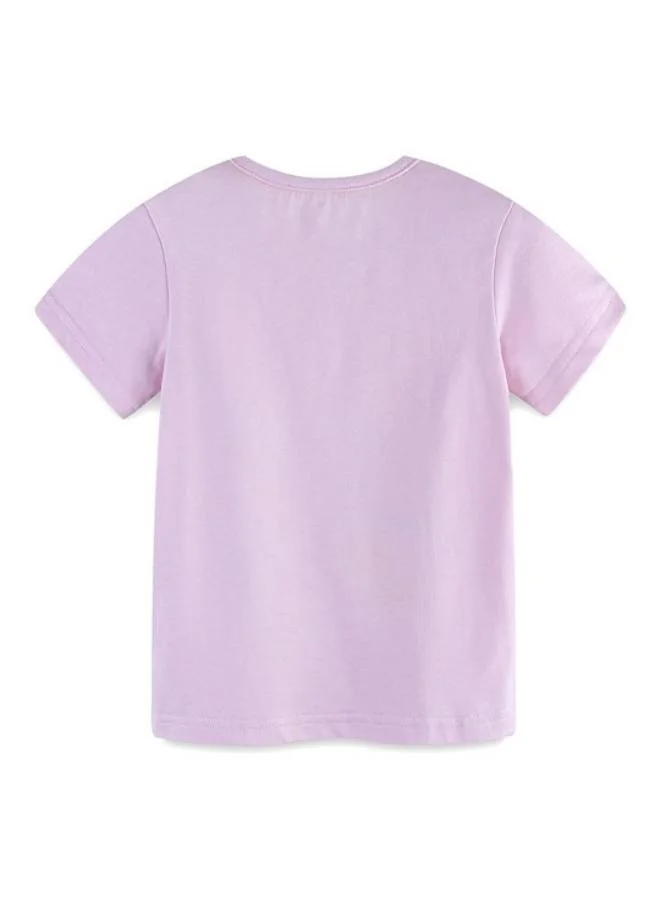 يونيكي Lavender Crew Neck Short Sleeve Printed Top