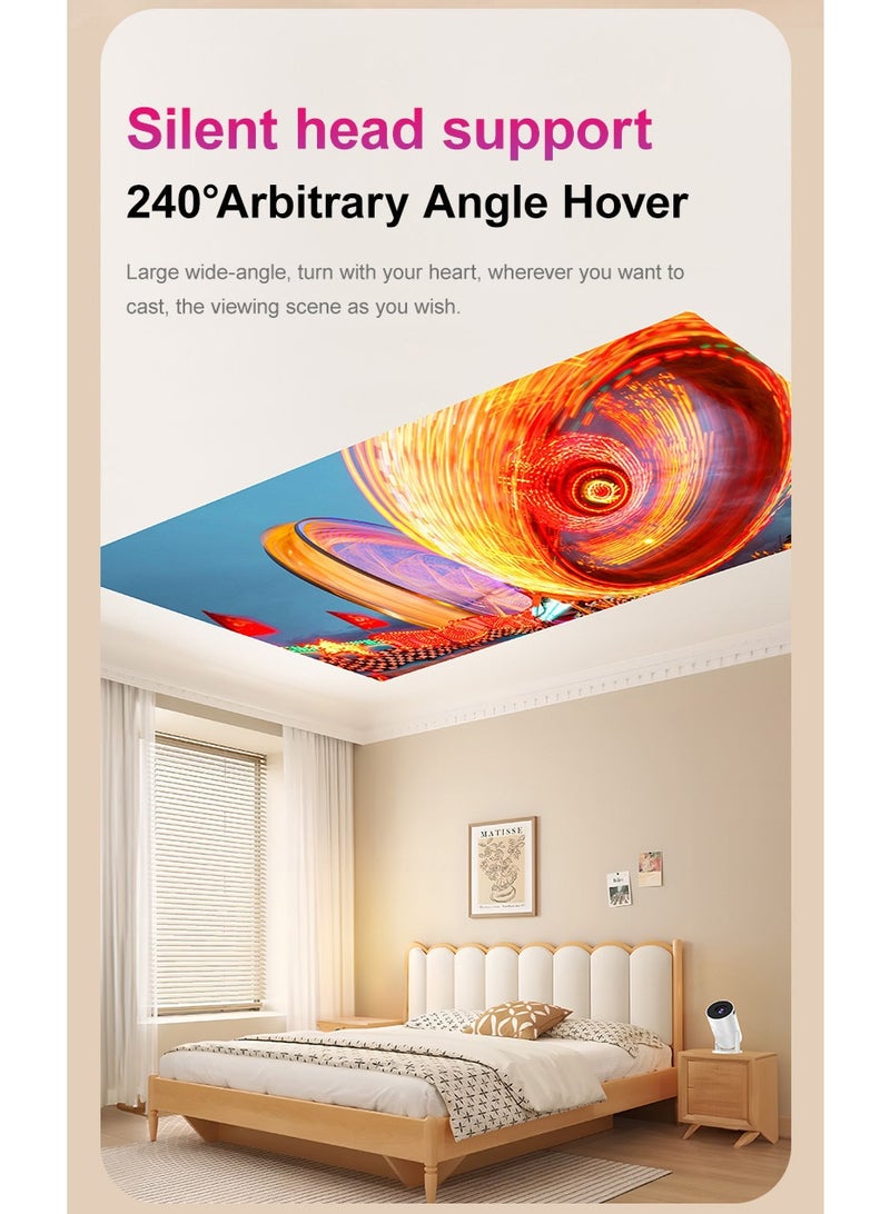 AiQi 240° Rotating Mini Projector with 4-Corner Keystone Correction - Built-in Surround Sound - 50 ANSI Lumen - WiFi & Wireless Screen Mirroring (iOS/Android) - Support 1080P Playback - Portable Home Theater for Bedroom, Camping, Games  - Image 3