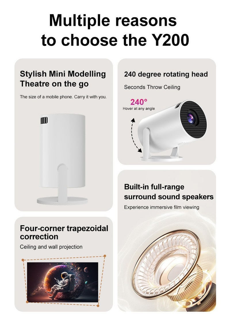AiQi 240° Rotating Mini Projector with 4-Corner Keystone Correction - Built-in Surround Sound - 50 ANSI Lumen - WiFi & Wireless Screen Mirroring (iOS/Android) - Support 1080P Playback - Portable Home Theater for Bedroom, Camping, Games  - Image 2