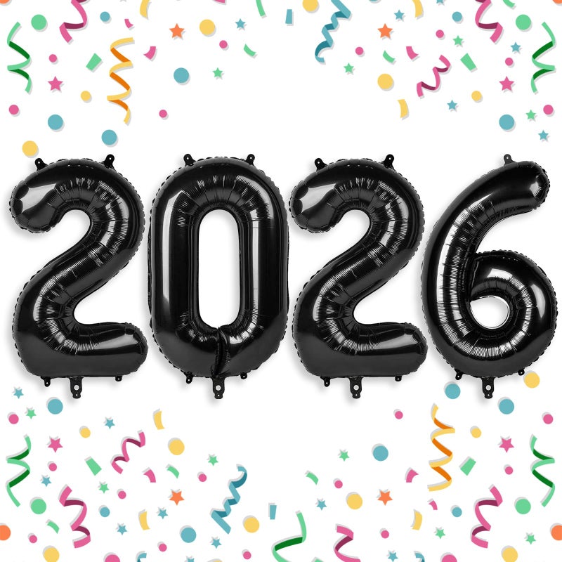 Villorem 2026 Balloons Black 2026 Balloon Numbers 40 Inch Happy New Year Foil Balloons 2026 for New Year Eve Party Supplies Birthday Graduation Anniversary Decorations - Image 3