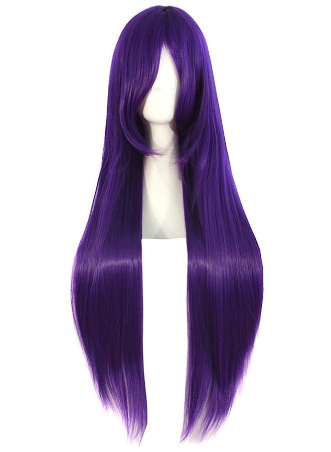 MapofBeauty 32" 80cm Long Straight Anime Costume Cosplay Wig Party Wig (Purple) - Image 1
