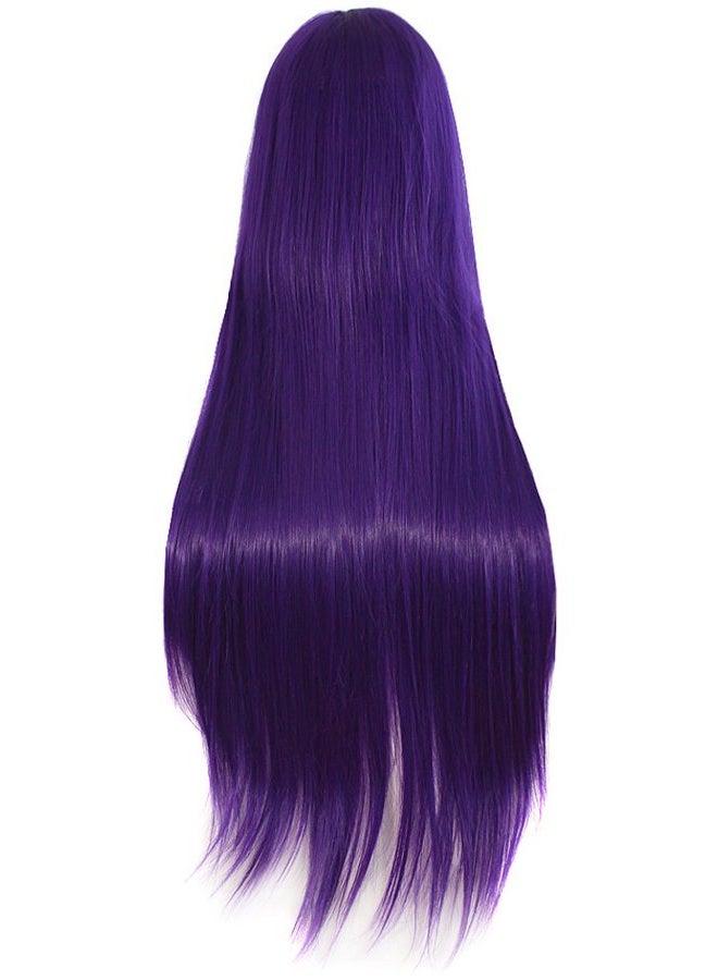MapofBeauty 32" 80cm Long Straight Anime Costume Cosplay Wig Party Wig (Purple) - Image 2