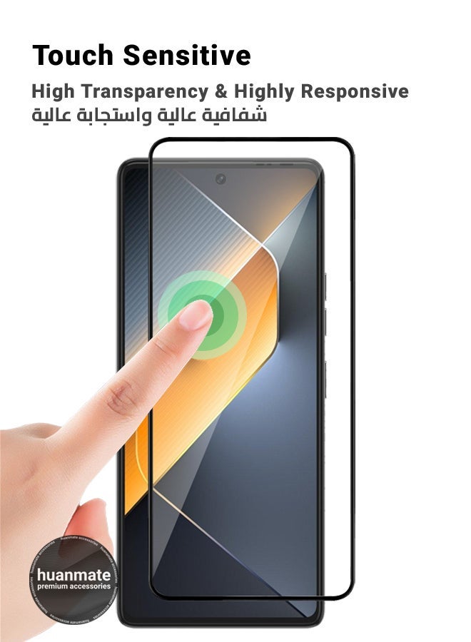 huanmate 2 Pieces Tecno Pova 6 Pro Screen Protector – Premium Edge to Edge Tempered Glass, High Transparency, Delicate Touch, Anti-Explosion, Smooth Arc Edges, Easy Installation - Image 4