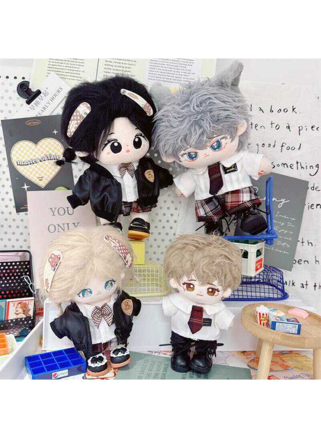 10cm Baby Clothes 20cm Preppy Style Uniform School Uniform Boys And Girls Cotton Doll Clothes Leather Jacket Shirt-Specifications:20cm-Color:Men's Innocent Guardian Three-piece Set - Image 4