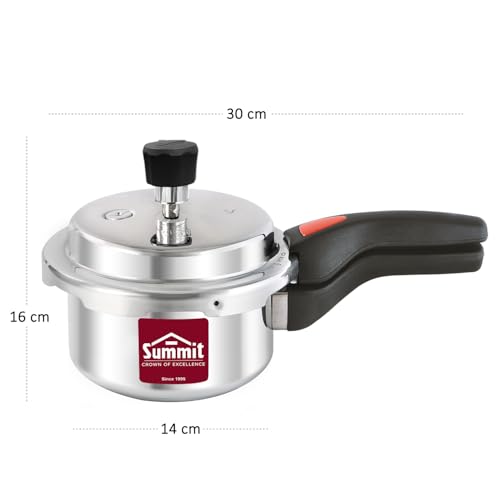 Summit Outer Lid 1 Litre Non Induction Base Supreme Aluminium Pressure Cooker, Small Size (Silver) - Image 4