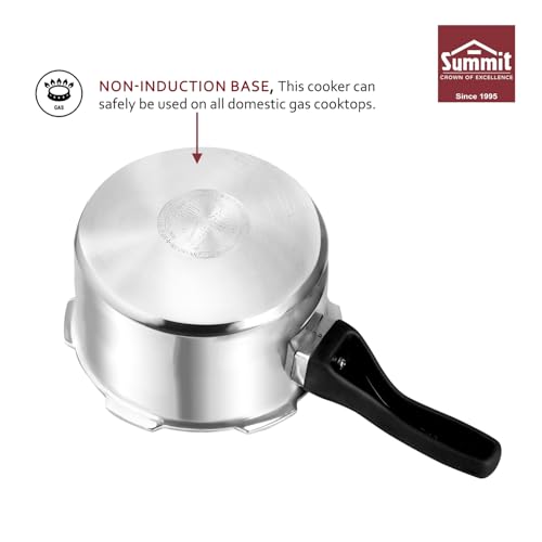 Summit Outer Lid 1 Litre Non Induction Base Supreme Aluminium Pressure Cooker, Small Size (Silver) - Image 3