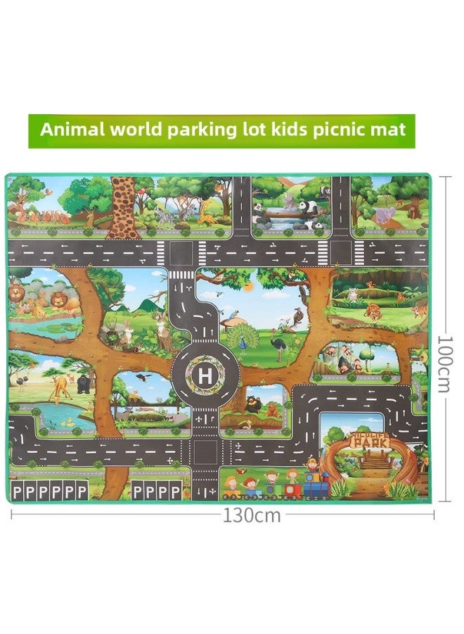 ألعاب الأطفال 11 ساحة انتظار مرورية سميكة باللغة الإنجليزية للعب في الأماكن المغلقة والخارجية، سجادة لعب السيارة في الهواء الطلق - اللون: سميكة 130*100 سجادة نزهة لوقوف السيارات البرية (عالمية LH033C) - Image 1