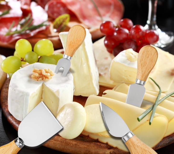 Yxchome 4 Cheese Knives Set - Cheese Knife Cheese Fork Cheese Slicer Butter Knife - Mini Premium Stainless Steel Cheese Knife Set - Cheese Knives For Charcuterie Board - Charcuterie Boards Accessories - Image 5