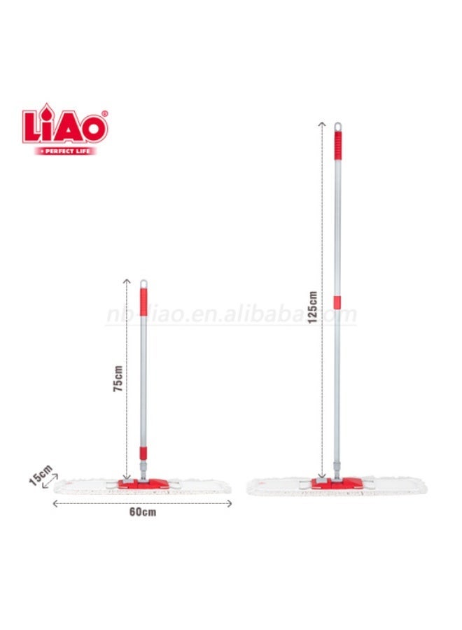LIAO A130044 Cotton Flat Mop – 73–130 cm Telescopic Adjustable Handle for Home Cleaning - Image 5