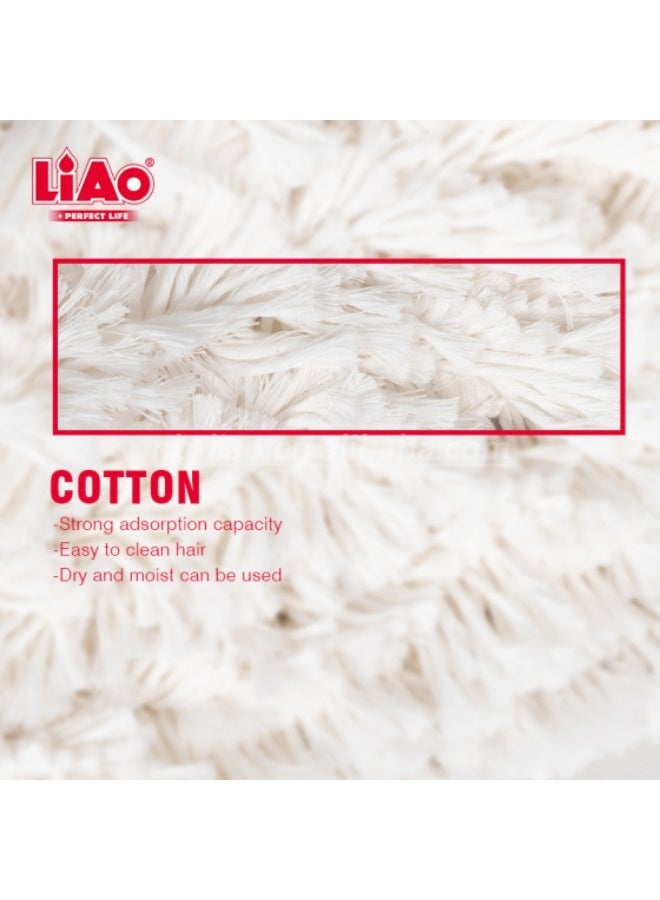 LIAO A130044 Cotton Flat Mop – 73–130 cm Telescopic Adjustable Handle for Home Cleaning - Image 2