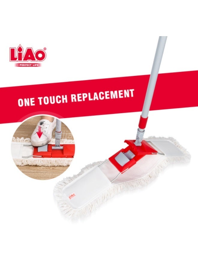 LIAO A130044 Cotton Flat Mop – 73–130 cm Telescopic Adjustable Handle for Home Cleaning - Image 4
