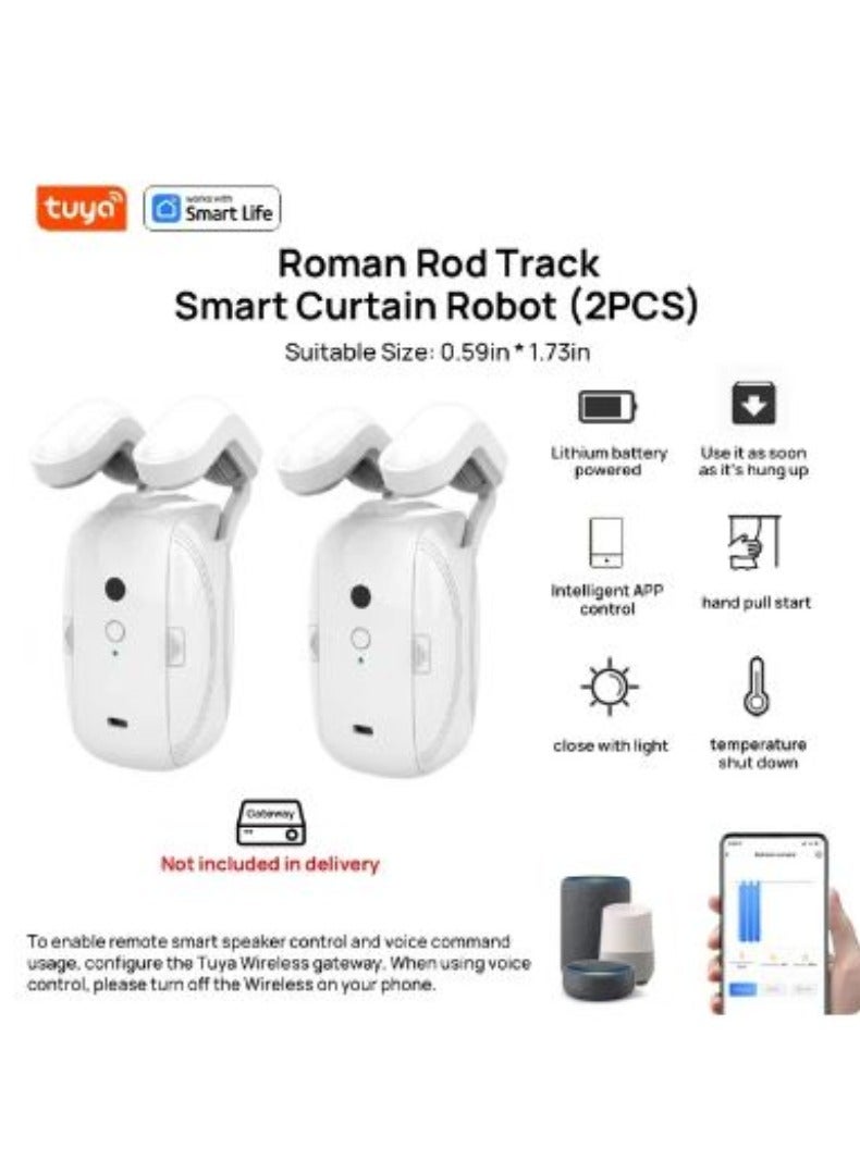 ارواق 2 قطعة روبوت ستارة تويا الذكي، مسار قضيب روماني، التحكم في التطبيق، فردي/مزدوج (يعمل مع بوابة تويا للتحكم عن بعد) - Image 1