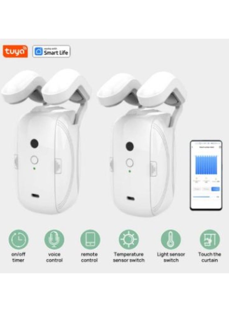 ارواق 2 قطعة روبوت ستارة تويا الذكي، مسار قضيب روماني، التحكم في التطبيق، فردي/مزدوج (يعمل مع بوابة تويا للتحكم عن بعد) - Image 2