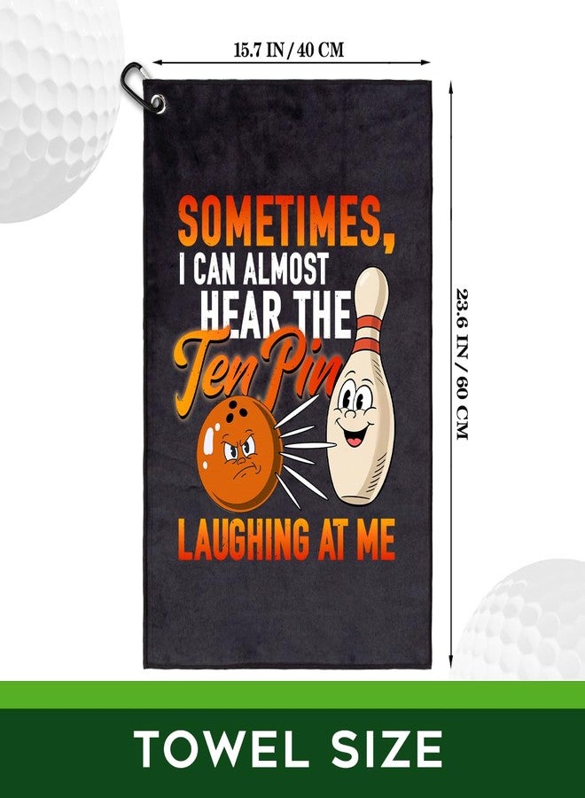 rofiowa Sometimes I Can Almost Hear The Ten Pin Laughing at Me Polyester and Cotton Blend Printed Sport Towel with Clip, Funny Bowling Accessories for Men Women, Bowling Gifts for Bowlings Lover - Image 2