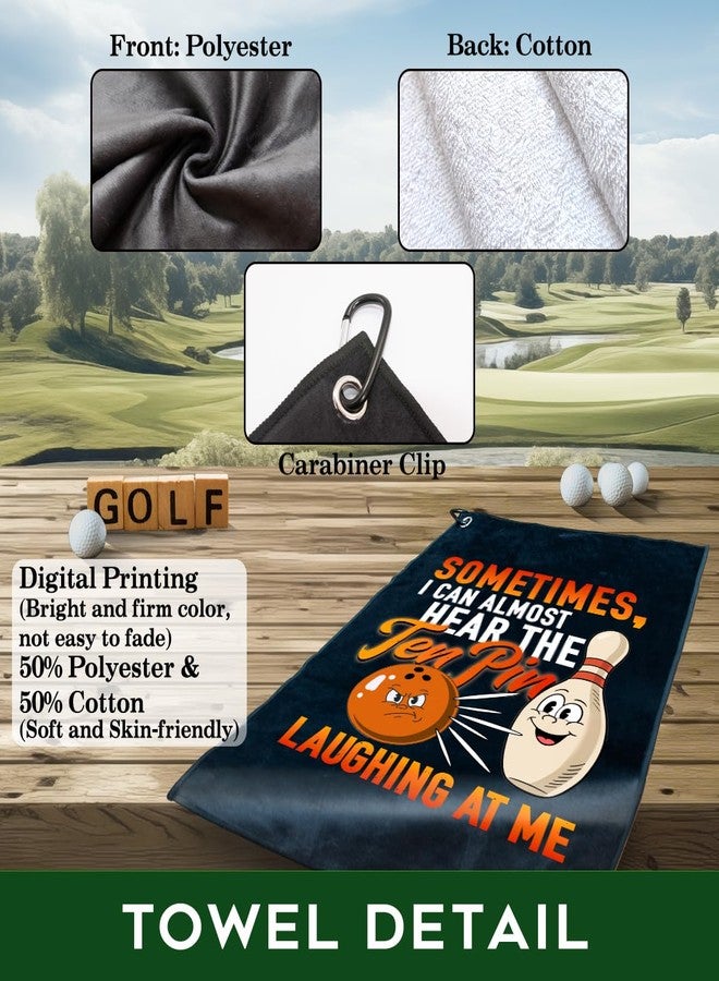 rofiowa Sometimes I Can Almost Hear The Ten Pin Laughing at Me Polyester and Cotton Blend Printed Sport Towel with Clip, Funny Bowling Accessories for Men Women, Bowling Gifts for Bowlings Lover - Image 3