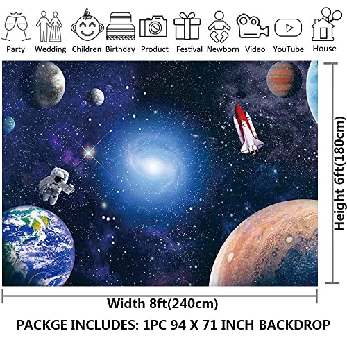 CGXINS 8x6ft Outer Space Photography Backdrop for Baby Kids Astronaut Birthday Party Decoration Universe Galaxy Stars Newborn Baby Shower Photo Background - Image 3