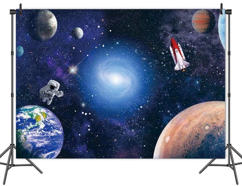 CGXINS 8x6ft Outer Space Photography Backdrop for Baby Kids Astronaut Birthday Party Decoration Universe Galaxy Stars Newborn Baby Shower Photo Background - Image 2