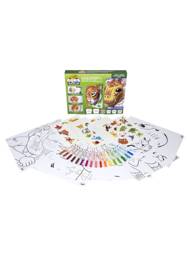 Crayola مجموعة أنشطة الغابة ثلاثية الأبعاد من بوبس - مجموعة إبداعية مكونة من 30+ قطعة مع أقنعة حيوانات ثلاثية الأبعاد للتلوين والحرف واللعب - Image 1