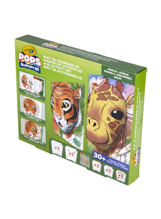 Crayola مجموعة أنشطة الغابة ثلاثية الأبعاد من بوبس - مجموعة إبداعية مكونة من 30+ قطعة مع أقنعة حيوانات ثلاثية الأبعاد للتلوين والحرف واللعب - Image 2