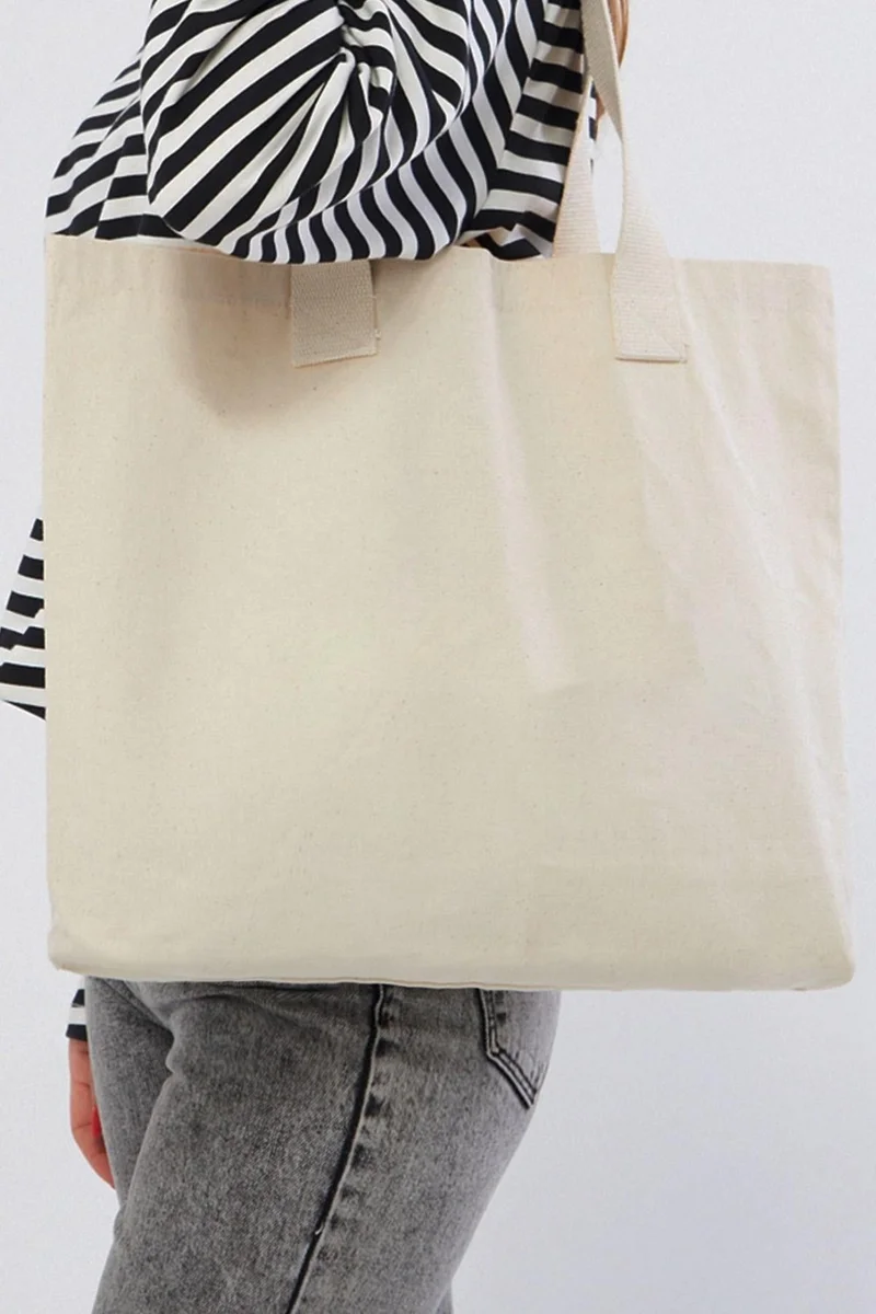 Çınar Bez Çanta Çınar Cloth Bag Column Handle Unprinted Canvas Horizontal Bag