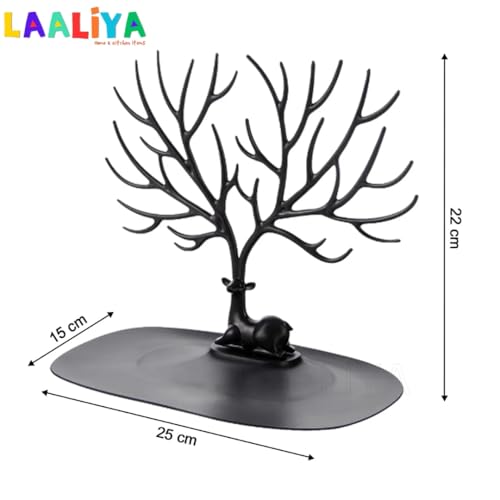 LAALIYA Deer Antler Jewellery Tree Stand with Storage Tray – Earrings, Necklace, Bracelet & Ring Holder for Wardrobe and Home Décor - Image 5