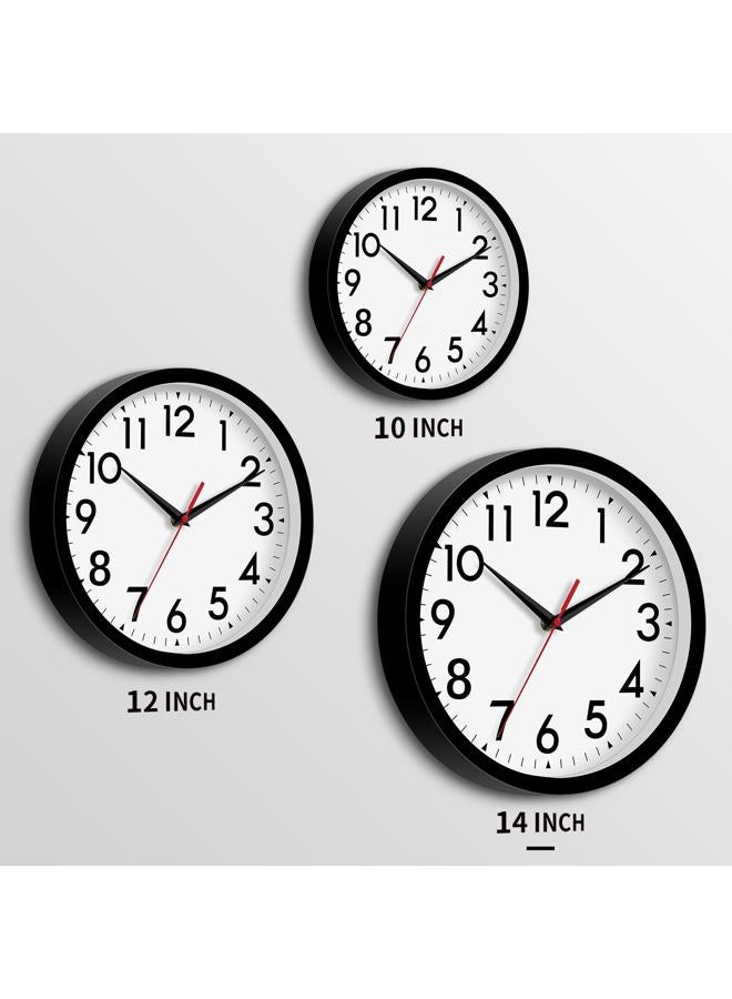 DAXSMY 14 Inch Wall Clock Large Battery Operated Big Silent Non Ticking Analog Clock Decorative for Living Room Office Kitchen Outdoor Classroom Bedroom Bathroom School(Black) - Image 3