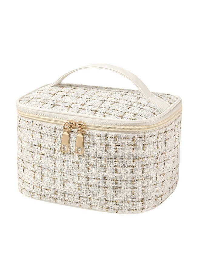 Elegant Makeup Bag, Toiletry Bag, Super Capacity Beige Cosmetic Bag, Travel Toiletr Organizer, Large Travel Makeup Bag for Women - Image 1