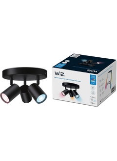 Wiz WiZ Colour Imageo Smart Connected WiFi Ceiling Light Spot Fixture. [3 Spot - Black Rectangle] App Control for Indoor Home Lighting, Livingroom and Bedroom  - Image 1