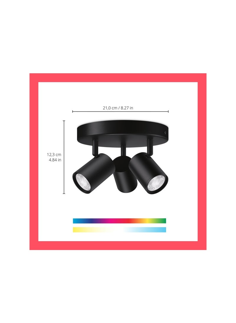 Wiz - WiZ Colour Imageo Smart Connected WiFi Ceiling Light Spot Fixture. [3 Spot - Black Rectangle] App Control for Indoor Home Lighting, Livingroom and Bedroom - Image 1