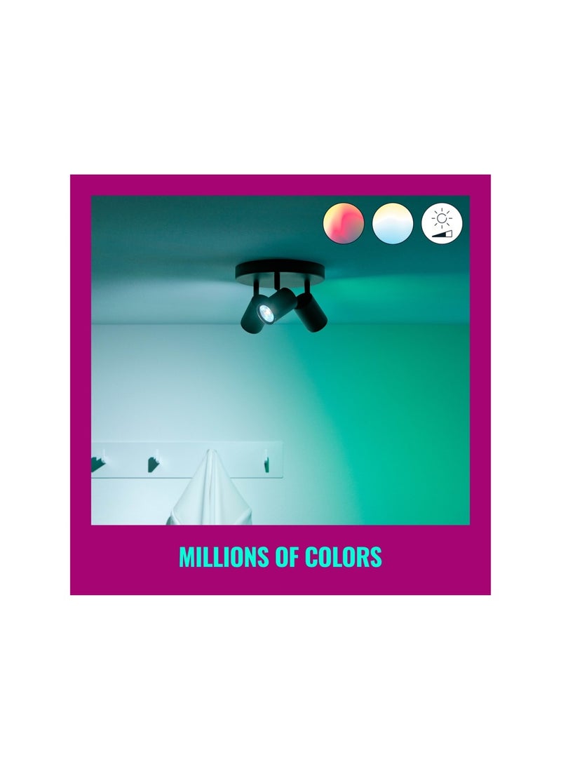 Wiz - WiZ Colour Imageo Smart Connected WiFi Ceiling Light Spot Fixture. [3 Spot - Black Rectangle] App Control for Indoor Home Lighting, Livingroom and Bedroom - Image 1
